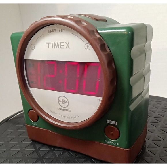 VintageTimex Expedition Green Brown Easy Set Alarm Clock Multi Sound Model T155Q - Picture 3 of 10